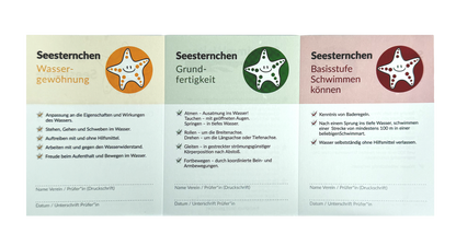 Niveaustufen Seestern(chen) Ausweis