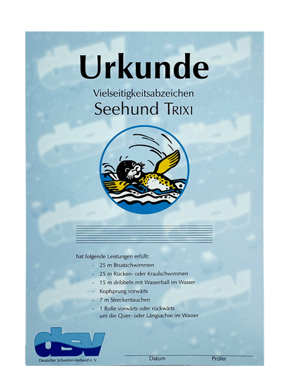 Seehund Trixi-Urkunde